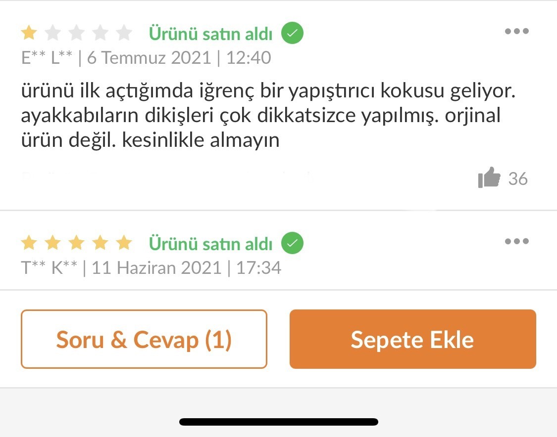 Trendyol’da satılan taklit ayakkabılar kullanıcıları çileden çıkartıyor