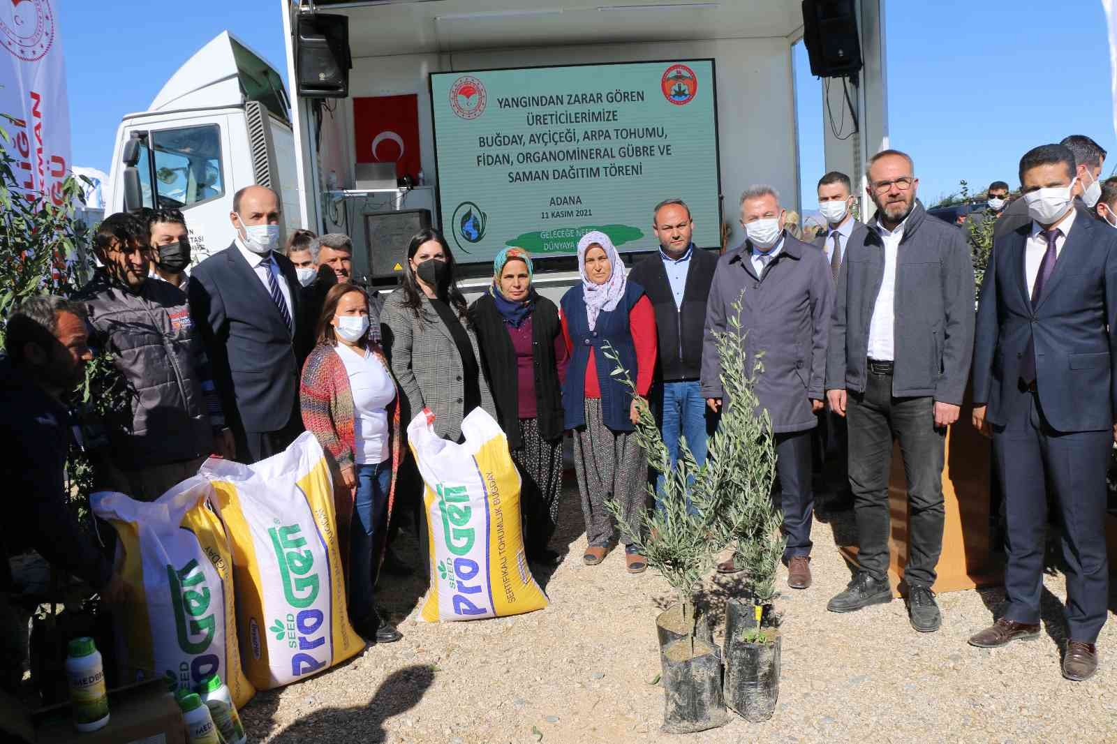 Yangın mağduru üreticilere destek