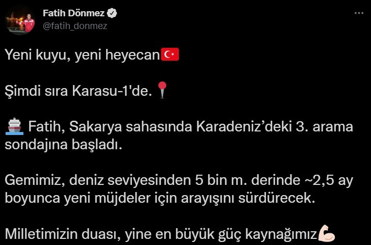 Fatih sondaj gemisi Karadeniz’deki 3. arama sondajına başladı